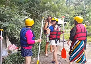 Pussy Promising at RAFTING Word mid Chinese tourists # Public NO Pantihose