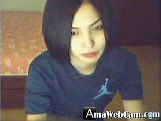Yummy Korean girl, frying above webcam