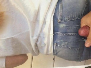 Cumshot above exact ass in jeans Cum Compel